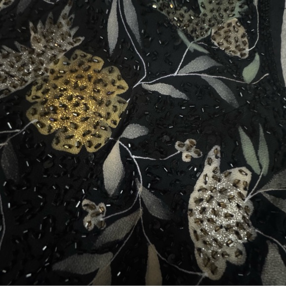 90’s J KARA Beaded Flower High Neck Top Black Elegant Evening Chic Sleeveless L - Picture 8 of 14